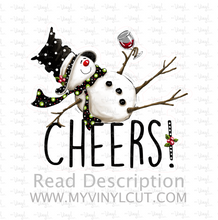 Load image into Gallery viewer, Sticker | 56O | Tipsy Snowman | Waterproof Vinyl Sticker | White | Clear | Permanent | Removable | Window Cling | Glitter | Holographic