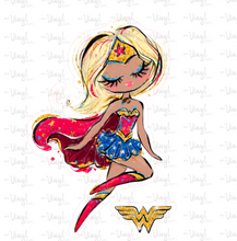 Load image into Gallery viewer, Sticker | 66E | SUPER HERO GIRL | Waterproof Vinyl Sticker | White | Clear | Permanent | Removable | Window Cling | Glitter | Holographic