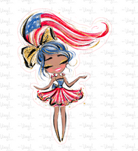 Load image into Gallery viewer, Sticker | 69B | Patriotic Girl | Waterproof Vinyl Sticker | White | Clear | Permanent | Removable | Window Cling | Glitter | Holographic