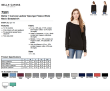 Load image into Gallery viewer, Bella Ladies Sponge Fleece Wide Neck Sweatshirt