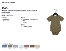 Load image into Gallery viewer, Bella Canvas Infant Triblend Short Sleeve One Piece