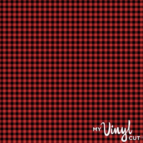 Printed Adhesive Vinyl RED AND BLACK BUFFALO PLAID Pattern 12 x 12 inch sheet