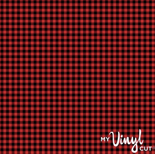 Printed Adhesive Vinyl RED AND BLACK BUFFALO PLAID Pattern 12 x 12 inch sheet