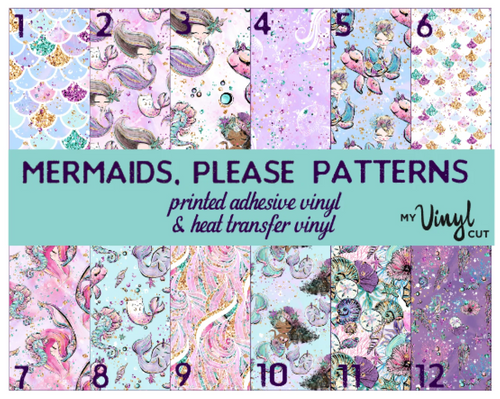 Printed HTV MERMAIDS, PLEASE Patterned Heat Transfer Vinyl 12 x 12 inch sheet