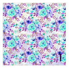 Load image into Gallery viewer, Printed HTV LAVENDER &amp; TEAL FLOWERS Patterned Heat Transfer Vinyl 12 x 12 inch sheet