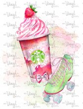 Load image into Gallery viewer, Waterslide Decal Pink Frozen Frappe Drink with Roller Skate