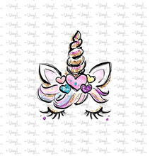 Load image into Gallery viewer, Sublimation Transfer Sleeping Unicorn with hearts Add a Custom Name