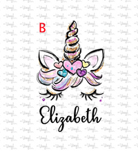 Load image into Gallery viewer, Sublimation Transfer Sleeping Unicorn with hearts Add a Custom Name