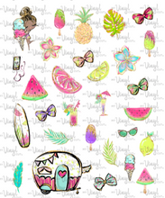 Load image into Gallery viewer, Waterslide Sheet of Decals BEACH, PLEASE Ice Cream Theme
