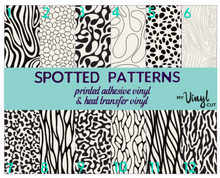 Load image into Gallery viewer, Printed Adhesive Vinyl SPOTTED Black and White Modern Patterned Vinyl 12 x 12 inch sheet