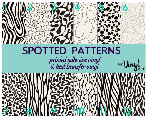 Printed HTV SPOTTED Black and White Minimalistic Patterned Heat Transfer Vinyl 12 x 12