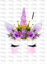 Load image into Gallery viewer, Waterslide Decal Crowned Unicorn Faces 6 to choose from PICK ONE OR ALL
