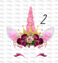 Load image into Gallery viewer, Waterslide Decal Crowned Unicorn Faces 6 to choose from PICK ONE OR ALL