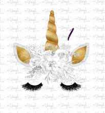 Load image into Gallery viewer, Waterslide Decal Gold Crowned Unicorn Faces 12 to choose from PICK ONE