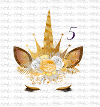 Load image into Gallery viewer, Waterslide Decal Gold Crowned Unicorn Faces 12 to choose from PICK ONE