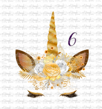 Load image into Gallery viewer, Waterslide Decal Gold Crowned Unicorn Faces 12 to choose from PICK ONE
