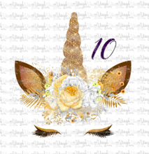 Load image into Gallery viewer, Waterslide Decal Gold Crowned Unicorn Faces 12 to choose from PICK ONE