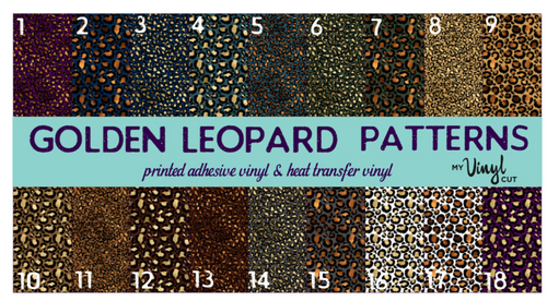 Printed HTV GOLDEN LEOPARD Patterned Vinyl 12 x 12 sheet