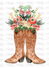Load image into Gallery viewer, Waterslide Decal A16 Cowboy Boots with Flowers