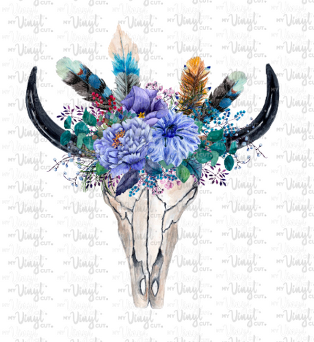 Waterslide Decal 45G Tribal Deer Skull with Flowers
