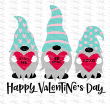 Load image into Gallery viewer, Waterslide Decal H8 3 Teal Gnomes holding hearts Valentine's day