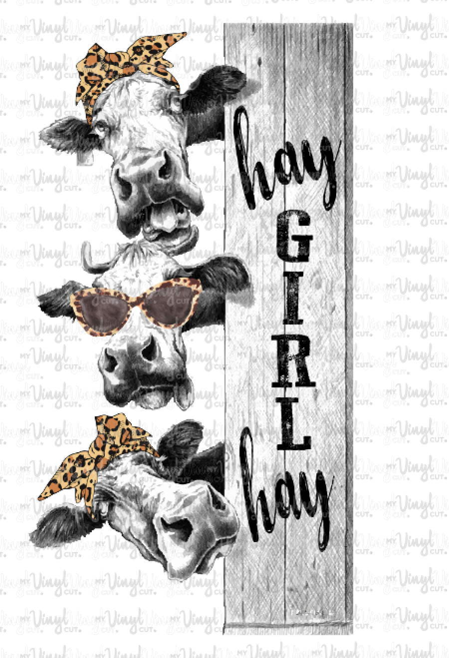 Waterslide Decal 47F Hay Girl Hay Cows on a board