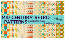 Load image into Gallery viewer, Printed Adhesive Vinyl MID CENTURY RETRO Patterns 12 x 12 inch sheet