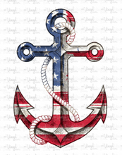Load image into Gallery viewer, Sticker | 17i | Patriotic Anchor | Waterproof Vinyl Sticker | White | Clear | Permanent | Removable | Window Cling | Glitter | Holographic