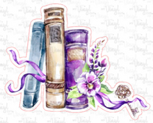 Load image into Gallery viewer, Sticker | 13F | Purple Books | Waterproof Vinyl Sticker | White | Clear | Permanent | Removable | Window Cling | Glitter | Holographic