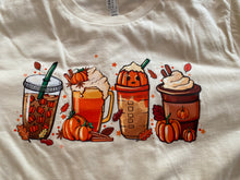 Load image into Gallery viewer, Fall coffee drinks t shirt