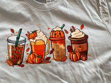 Load image into Gallery viewer, Fall coffee drinks t shirt
