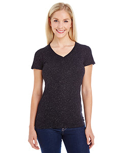 J America Ladies' Glitter V Neck T Shirt