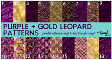 Load image into Gallery viewer, Printed Heat Transfer Vinyl HTV PURPLE + GOLD LEOPARD 12 x 12 inch sheet