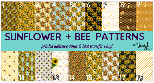 Printed Adhesive Vinyl SUNFLOWER BEE